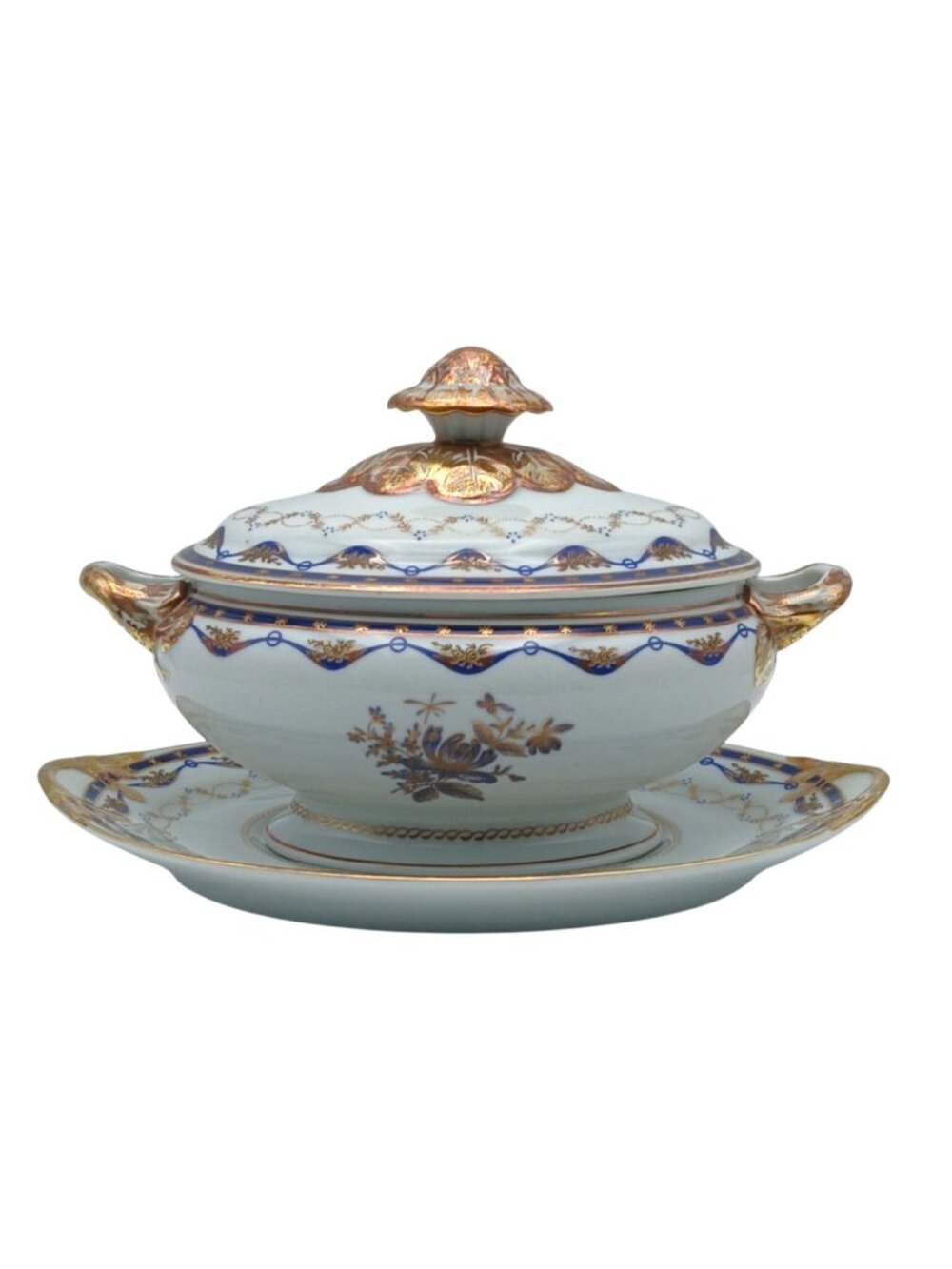 Vista Alegre Fontainebleau Covered Sauce Tureen & Underplate 22K Gold Portugal